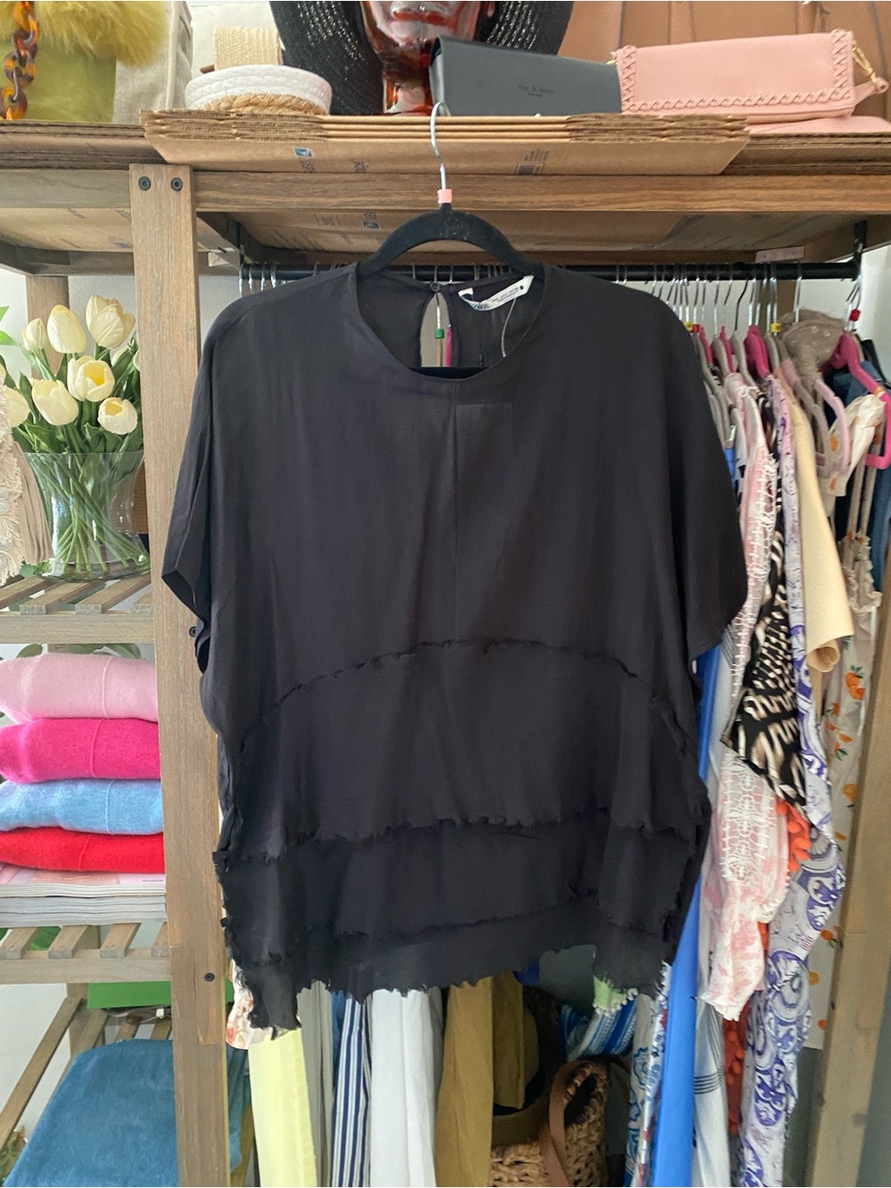 ZARA Black Layered Lightweight Women's Top